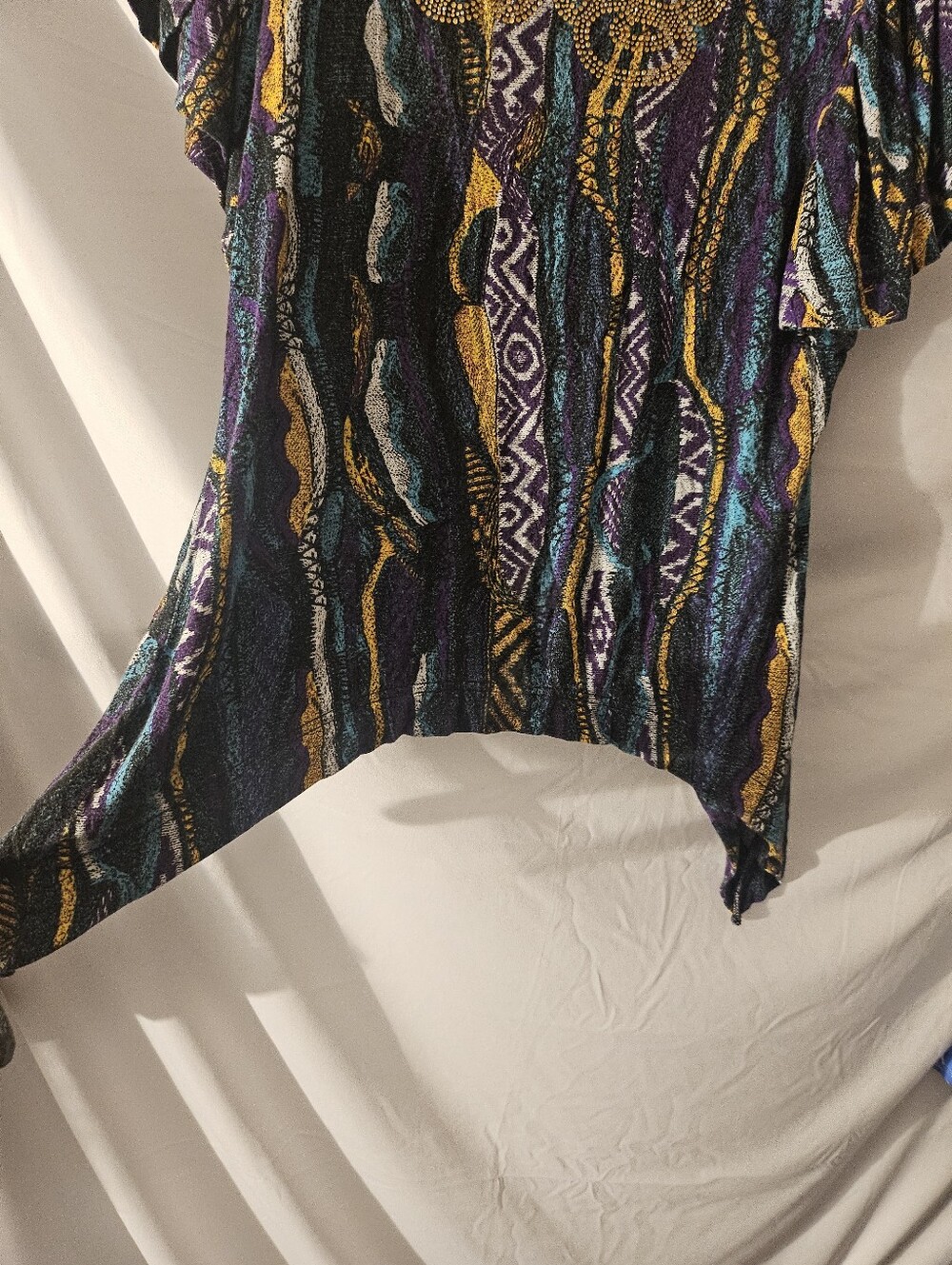 Vintage Coogi Women’s Rhinestone Logo Top Lg Y2K 90s Multicolor Abstract - Picture 4 of 9